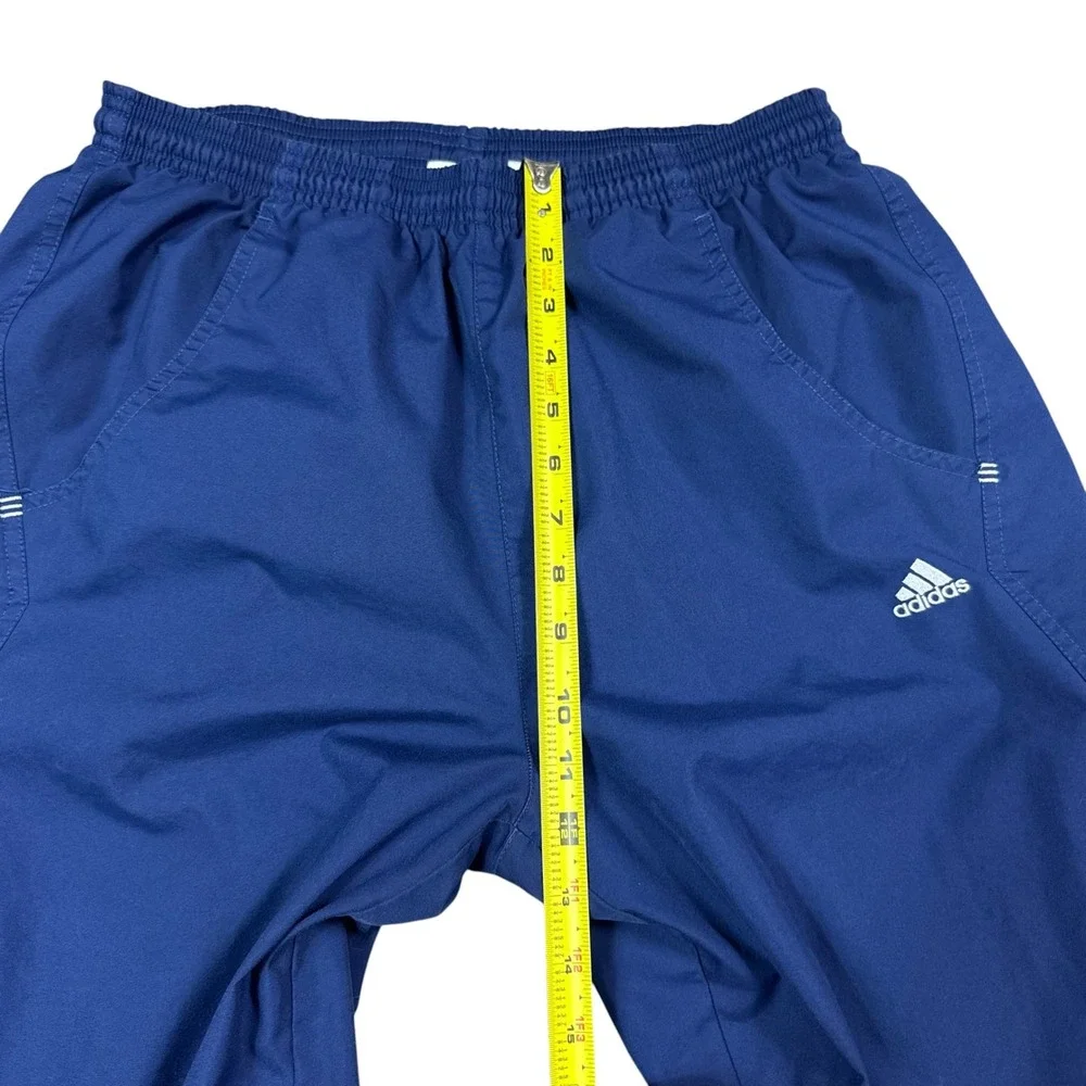 Vintage 2001 Adidas Navy Blue Striped Nylon Track Pants Men's Medium FLAWS
